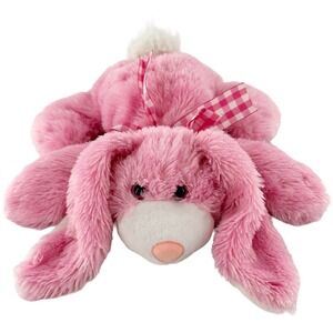 Kids Of America Corp Pink Plush Bunny Toy Gingham Ribbon White Tail Easter 12" a